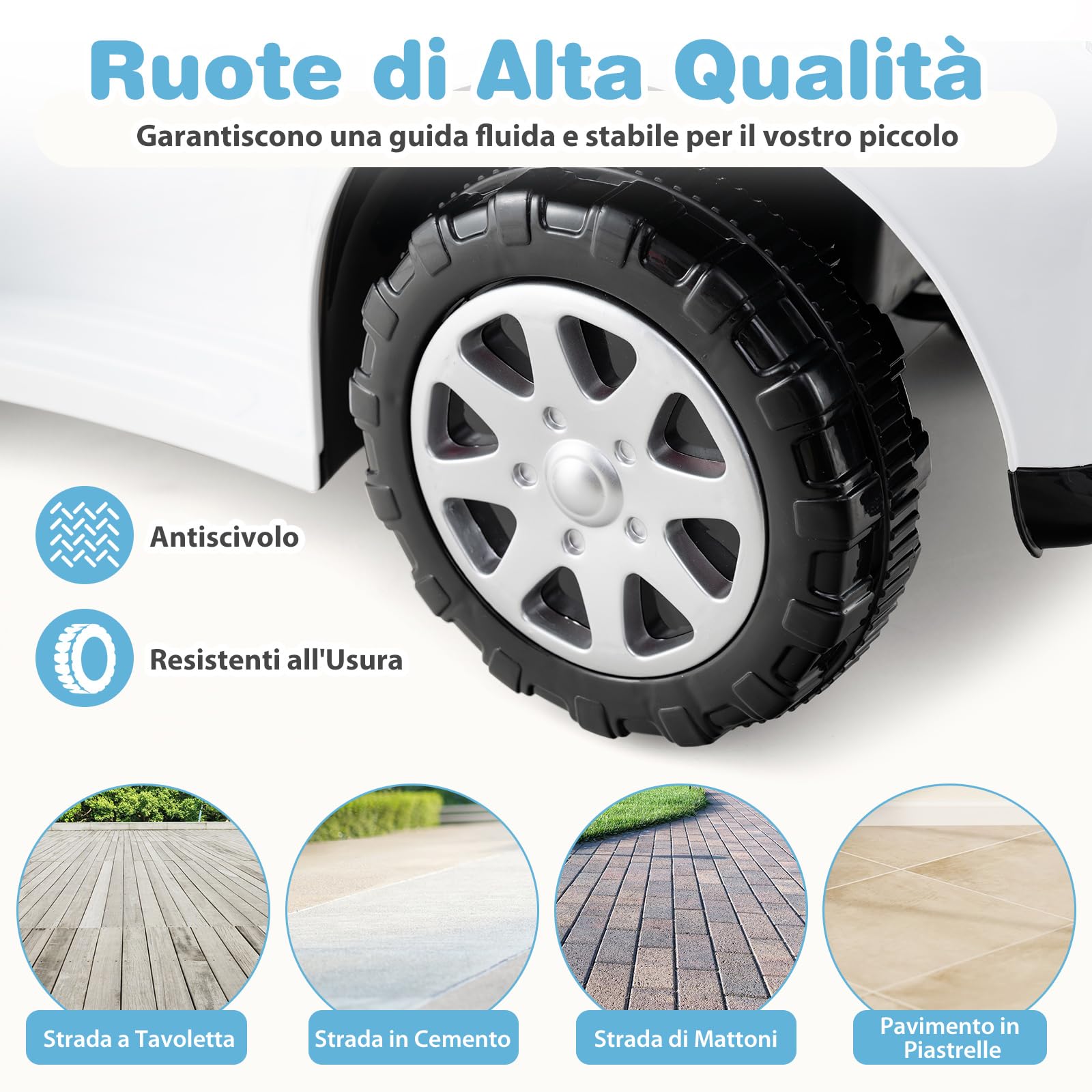 COSTWAY 3 in 1 Auto a Spinta Macchinina da Passeggio per Bambini 1+ Anni Bianco