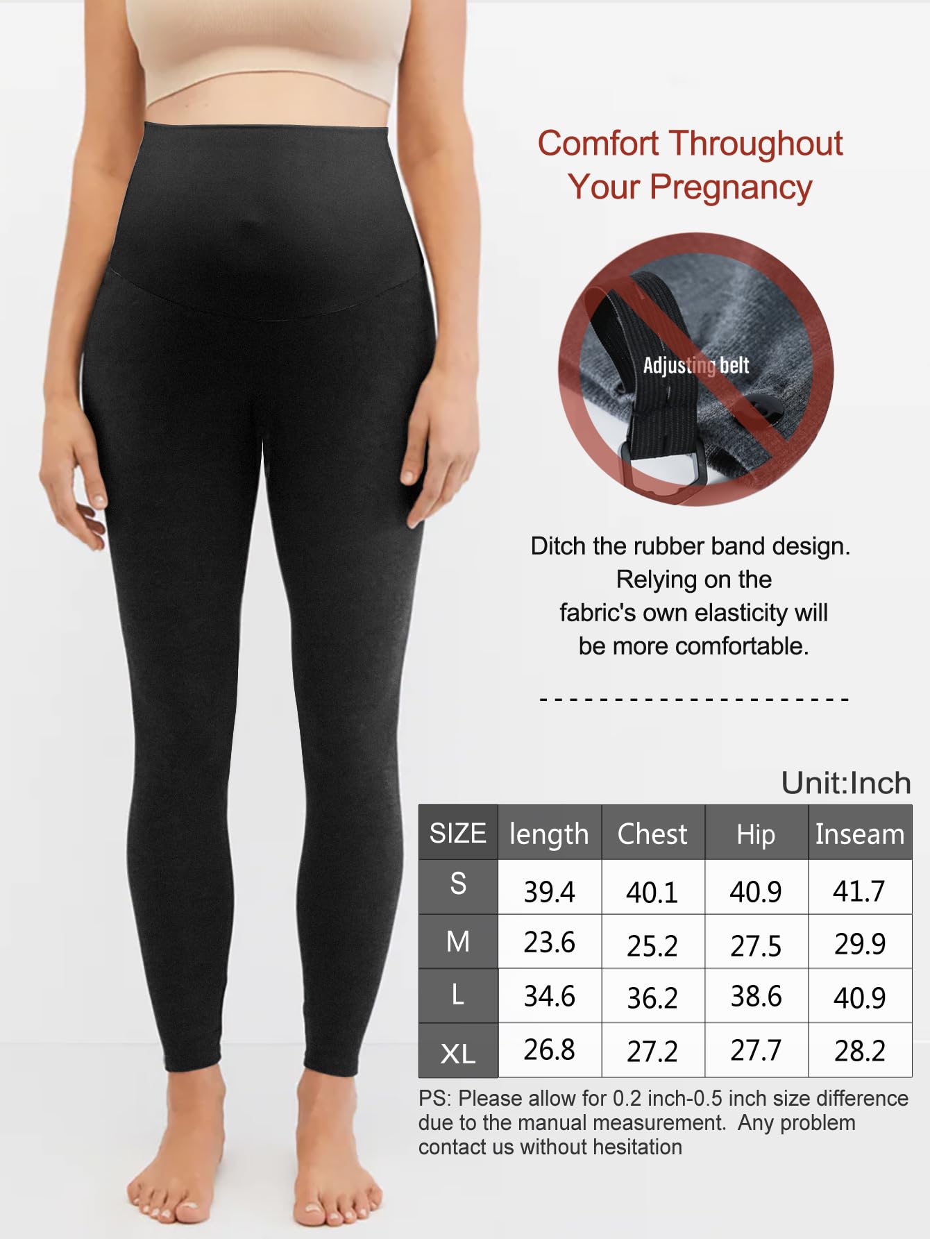 PARNIXS Leggings de maternidad gruesos para otoño e invierno, pantalones de maternidad cálidos de piel interior, pantalones de embarazo altamente elásticos y cómodos