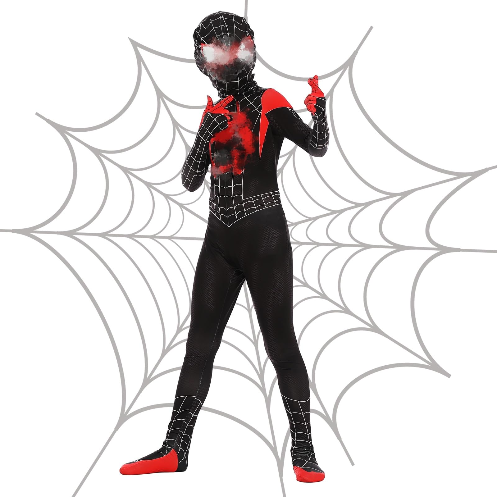 Heartsking Disfraz Spider Niño, 3D Anime Disfraz Superheroe Niño, Traje de Spider con Mascara, Disfraz Spider Cosplay para Halloween Carnaval Fiesta y Cumpleaños Regalo