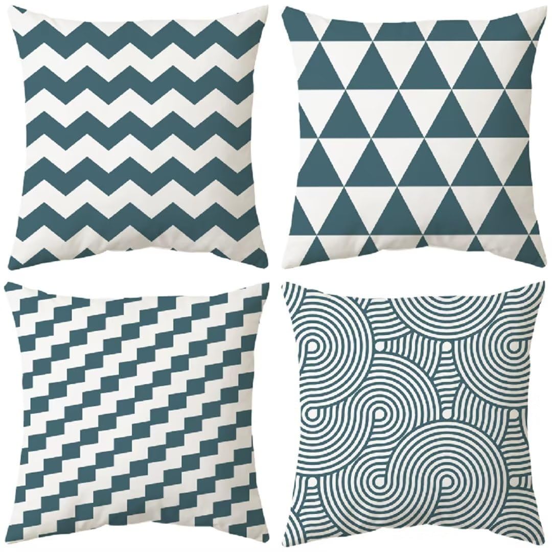 Funda de Almohada 50x50 cm Gasolina Fundas Cojines Sofa Juego de 4 Funda Cojin Super Suave Almohada Cojin, Geométrico Funda Cojines Cama con Cremallera Oculta para Sala de Estar Sofá Dormitorio R609