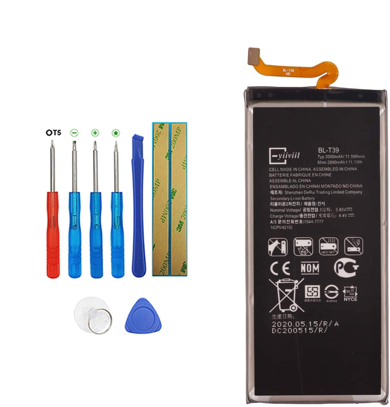 BL-T39 Lithium Ion Phone Replacement Battery Compatible with LG G7 / G7 ThinQ G710 with Toolkit