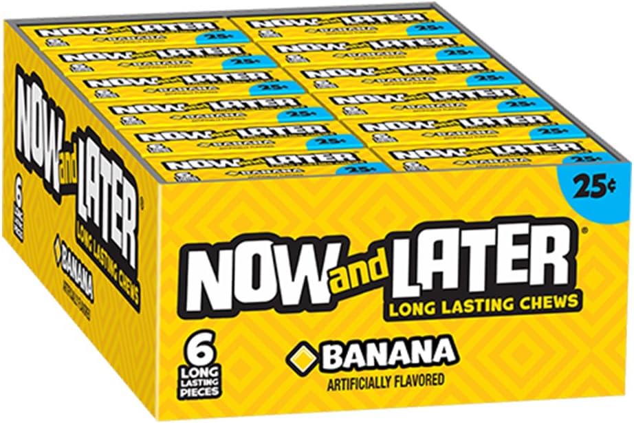 Now and LaterBanana Flavored Candy 6 piece bars ( pack of 24 )