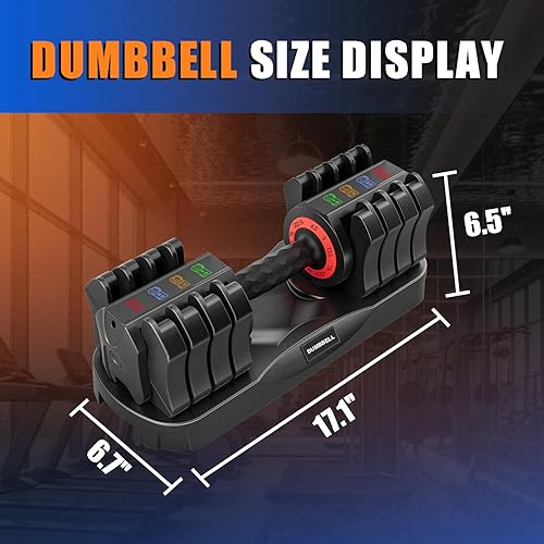 Miniatura 7 de Adjustable Dumbbell Set, 5-in-1 Free Weights Dumbbells Set with Anti-Slip Metal Handle, Quick Adjust Home Gym Equipment with Effortless Tray for Men