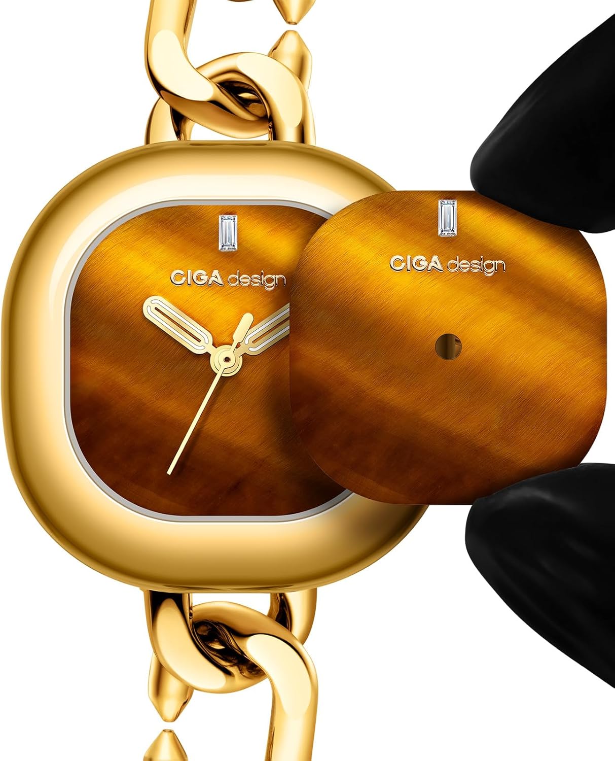 CIGA Design Watches for Women Aglaia Collection Quartz Watch, Gem-Set Bezel, Elegant Mother-of-Pearl Dial, Refined Leather Strap with Buckle for Women Watch - Image 2