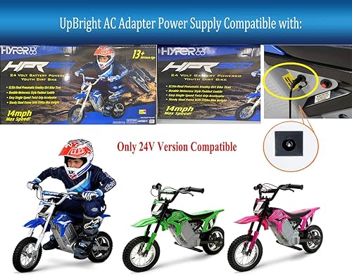 Miniatura 3 de UpBright Adaptador de CA compatible con Hyper HPR350 de 24 voltios alimentado por pilas, para vehículos de juguete, motocicleta eléctrica, HPR 350