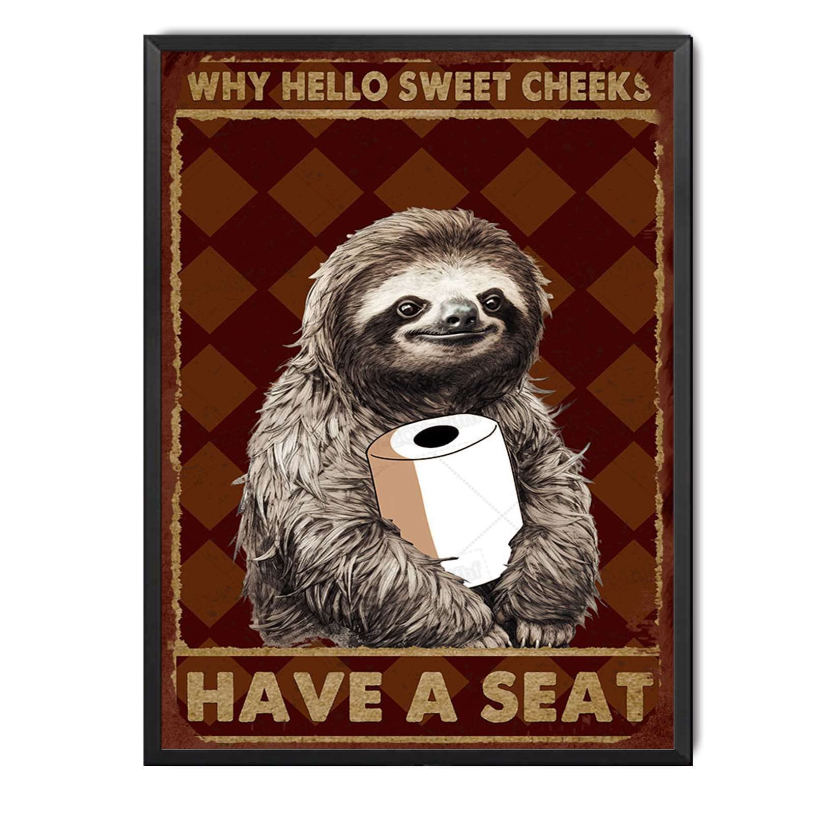 peiyeety Metal Tin Sign Sloth Bathroom Inspired Vintage Decorative Wall Plaque, Funny Quote Poster For Home Bedroom Living Room Bar Cafe Farmhouse Indoor Outdoor Wall Decoration, 6x8 Inch
