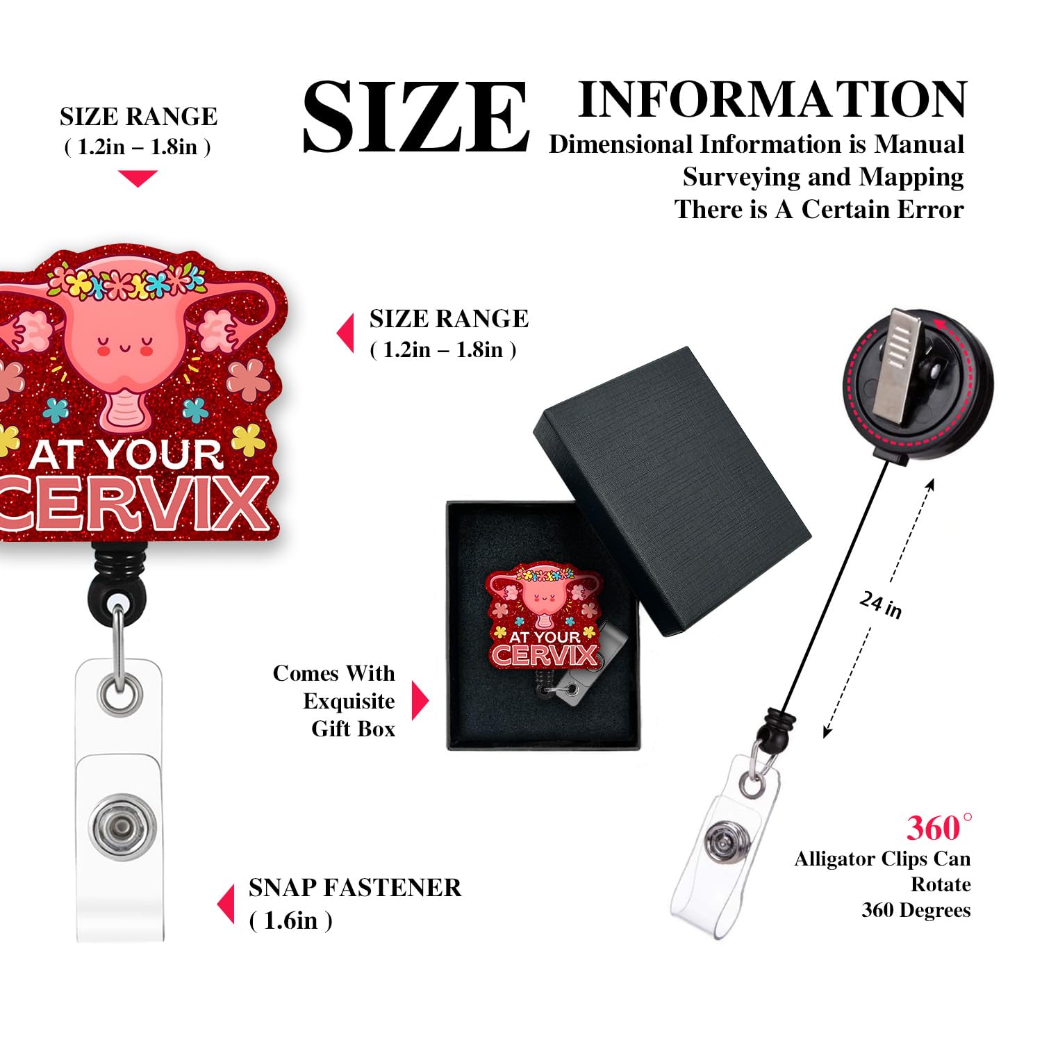 GEYGIE Funny Nurse Badge Reel - 'At Your Cervix' ID Holder With Alligator Clip For OBGYN & L&D