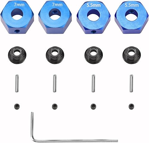 RC 0.472 in Rueda de aleación de aluminio Hex Hub Nuts RC 0.217 in 0.276 in Metal Drive Adapters para 110 Escala 110 Traxxas Rustle Stampede Slash