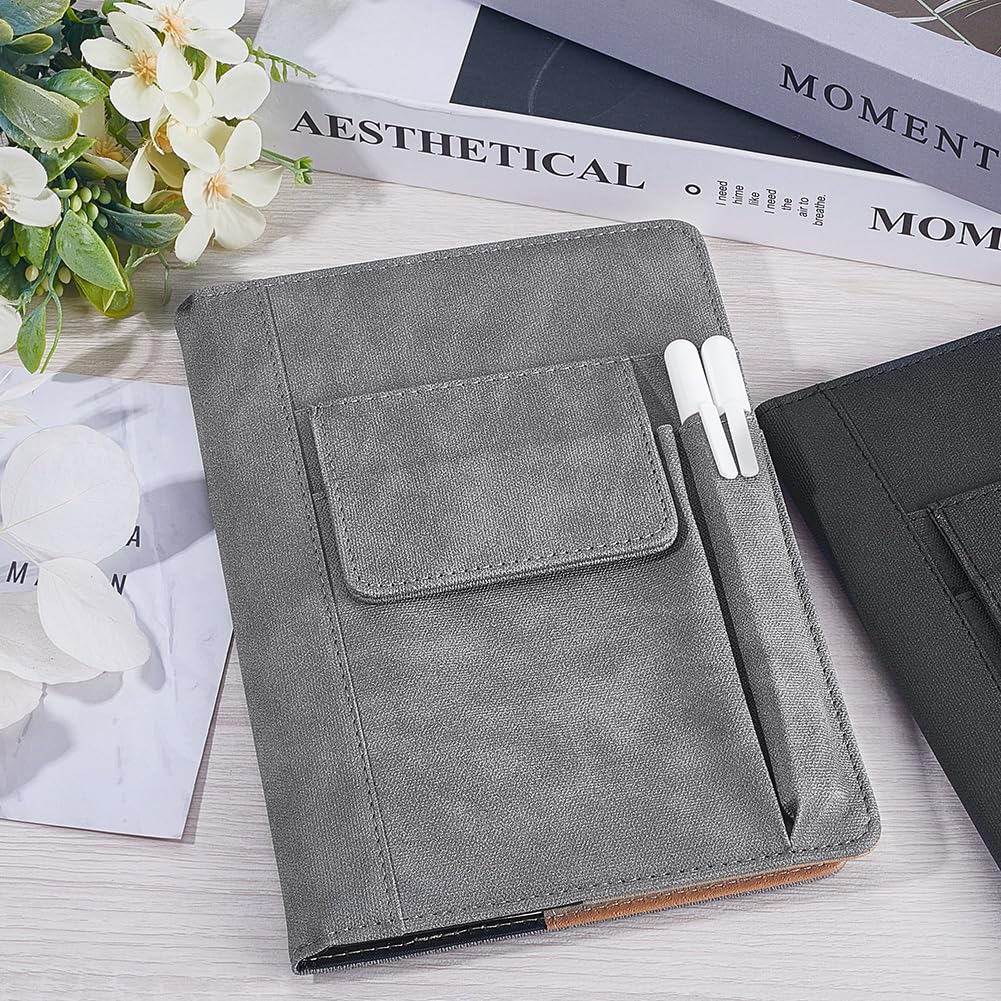 craspire Couverture de Livre en Cuir PU A5 Pochette de Livre Imperméable Marron Réutilisable Protection de Livre Couvertures de Cahiers de Poche avec Pochettes Supplémentaires Poches pour Stylos
