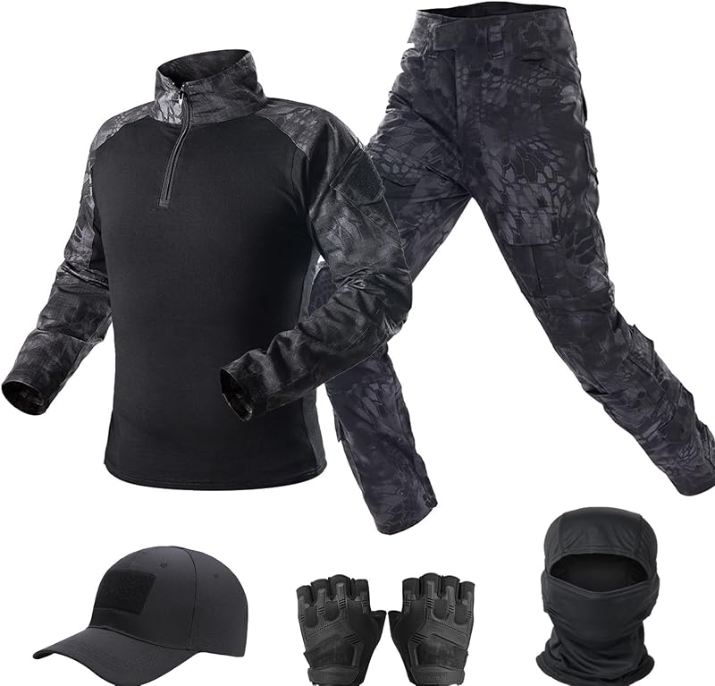 VPZenar Uniforme táctico para hombre, camisa y pantalones de combate, ropa de Airsoft | Uniforme Airsoft y gorra, guantes, pasamontañas, pantalones BDU y camisa de manga larga Amy para paintball, disfraz de equipo militar