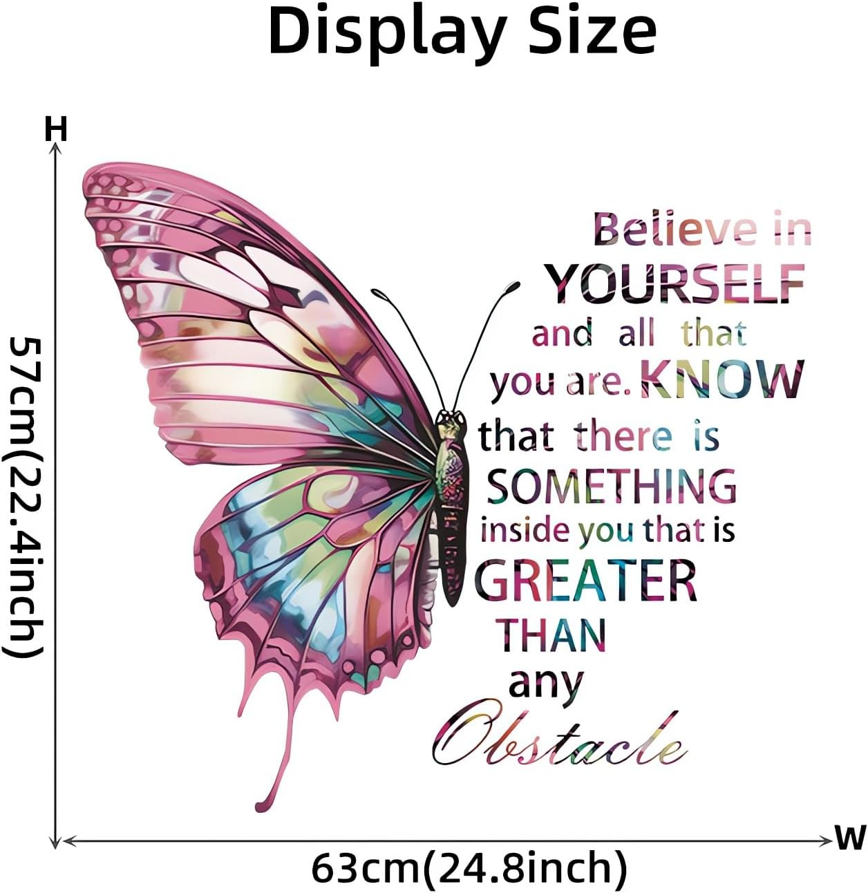 Colorful Butterfly Wall Stickers Inspirational Quotes Wall Decals | Motivational Removable Vinyl Peel and Stick for Boys Girls Living Room Bedroom Nursery Kids Room Art Home Decor