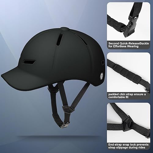 Miniatura 5 de Casco de bicicleta para adultos, hombresmujeres, luz trasera recargable por USB, certificado CPSCASTM, 2 forros extraíbles, ajustable, ligera,