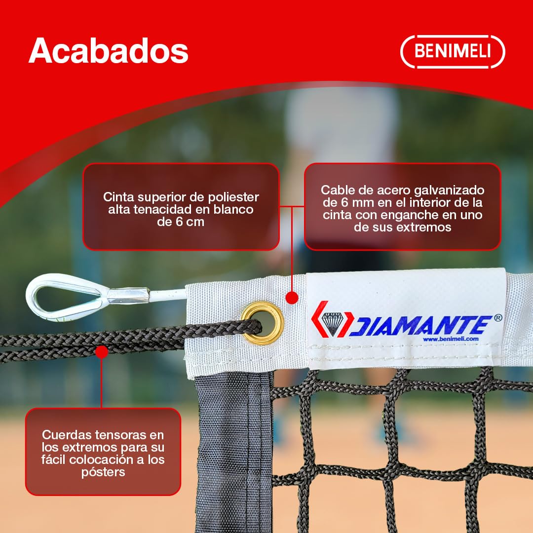 Red Padel Profesional - Red Deportiva de Polipropileno con Cable de Acero - Accesorios Padel para Entrenadores y Jugadores - Resistente y Homologada 10x0,92 m