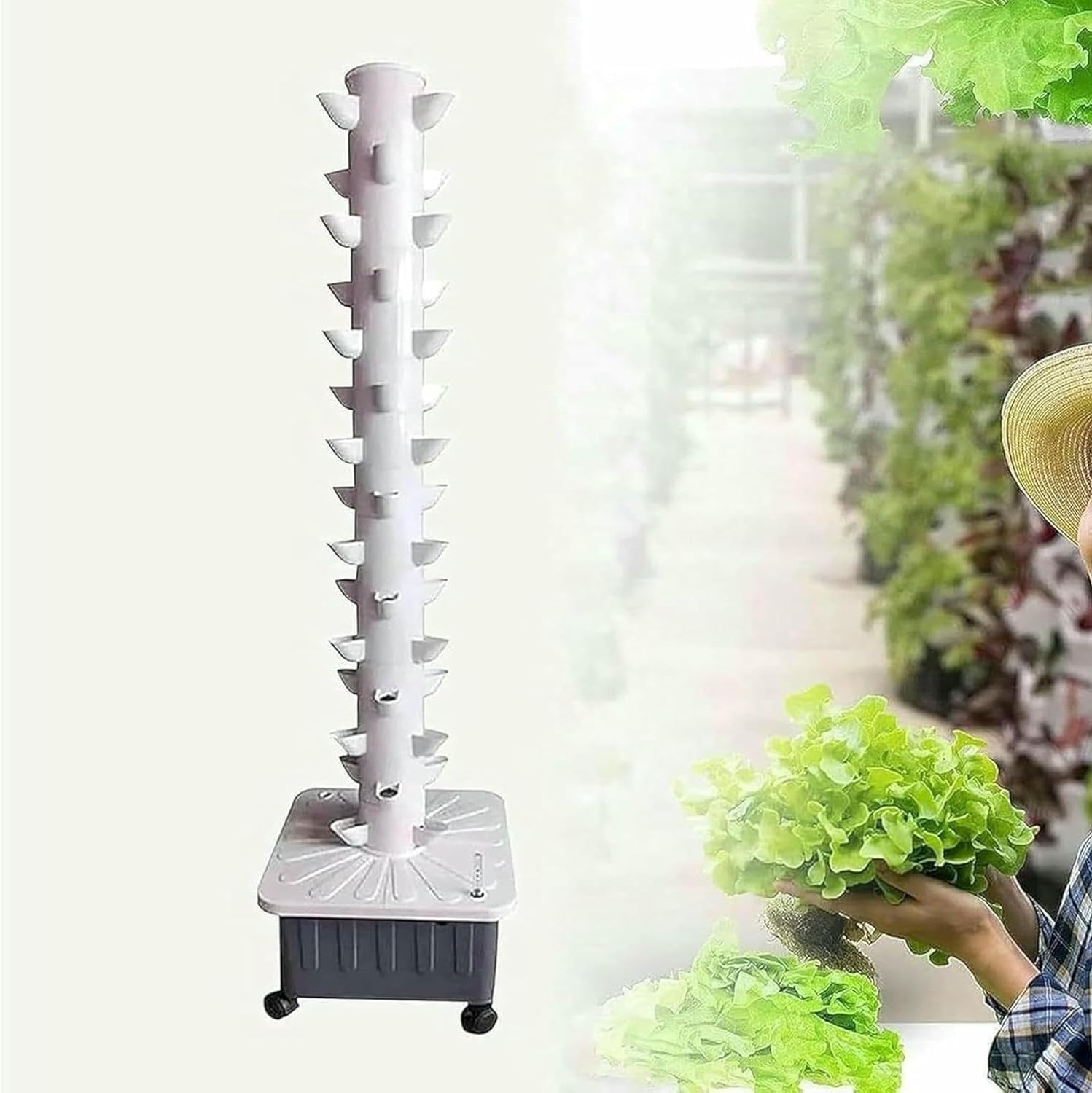 Generico Sistema idroponico a 15 Layers 45 Plant, Sistema di Coltivazione Senza Terra, Kit per la Coltivazione a Torre aeroponica, Sistema di Coltivazione idroponica con Pompa di idratazione, Timer