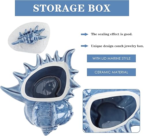 Miniatura 3 de Cabilock Caja de almacenamiento de caracola, caja de baratija, recipiente de comida costera, cuencos para servir fiestas costeras, tarros náuticos,