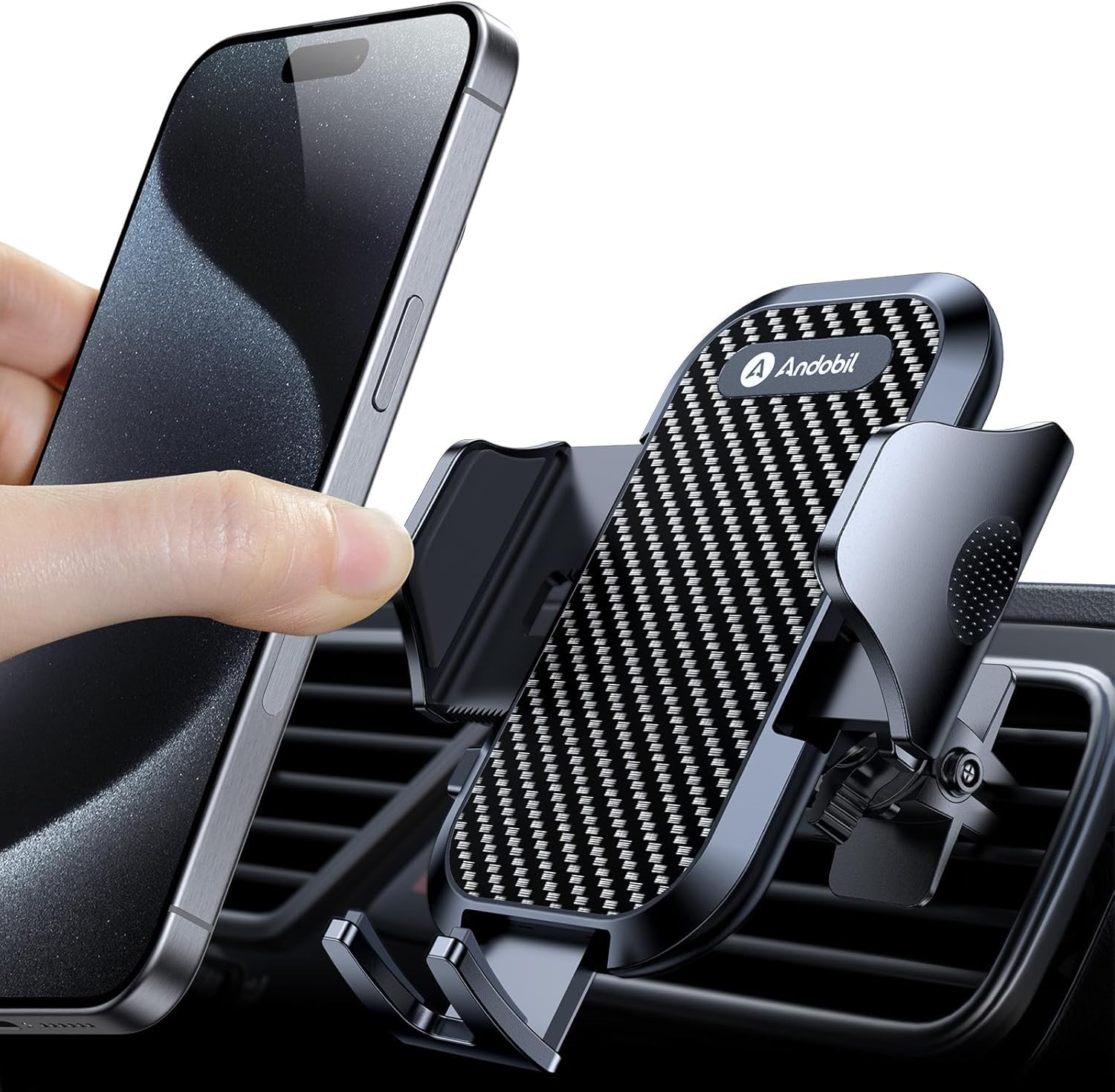 Andobil Phone Holder Car Vent, [Military Sturdy, Firmly Grip & Never Slip] Car Phone Holder Mount Universal Vent Cell Phone Holder Car, Fit for iPhone 17 16 15 14 13 Pro Max Samsung & All Phones