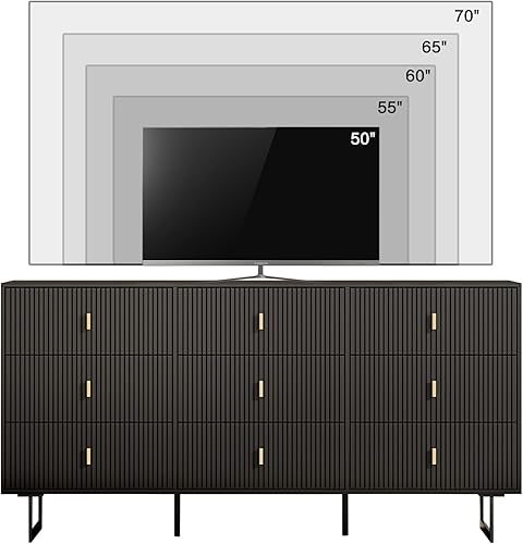 Miniatura 7 de Chrangmay Cómoda blanca de 9 cajones para dormitorio, moderna cómoda triple de 9 cajones con cajones profundos, amplio armario organizador de
