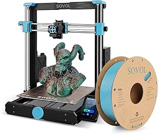 Sovol SV06 Plus 3D Printer Coming with 1 Spool 1kg Blue PLA Filament, 300℃ High Temp 150mm/s High Speed All Metal Hotend, Dual Gear Direct Drive Touch Screen Auto Leveling 11.8x11.8x13.4 inch