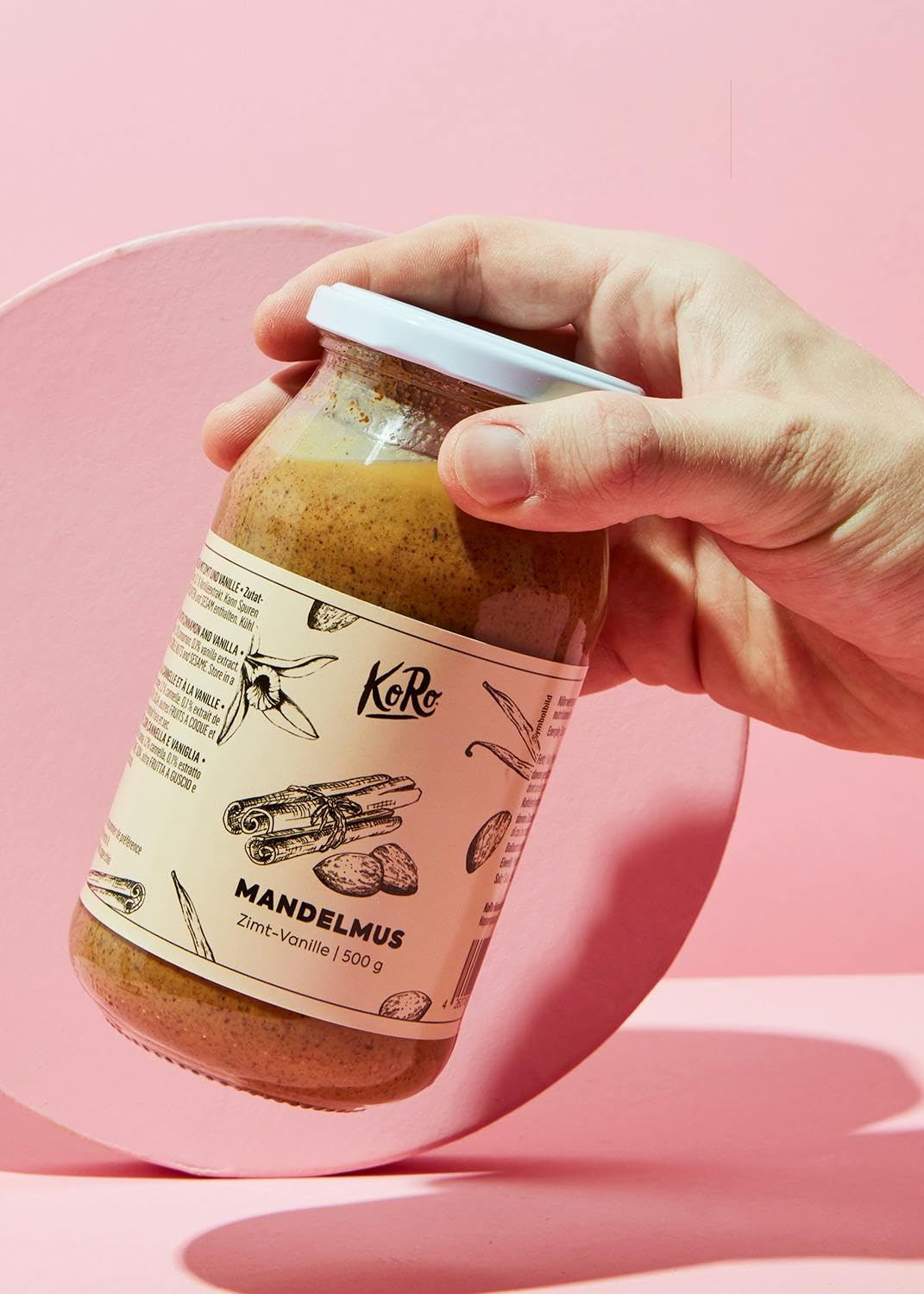 KoRo - Mandelmus Zimt-Vanille 500 g - Zum Backen & Co.- Creamy Mixgenuss aus Vanille mit Zimt - Veganer Aufstrich