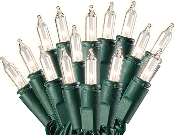 Clear Christmas Tree Lights - 100 Count - 24 Ft - Static & Flashing Modes