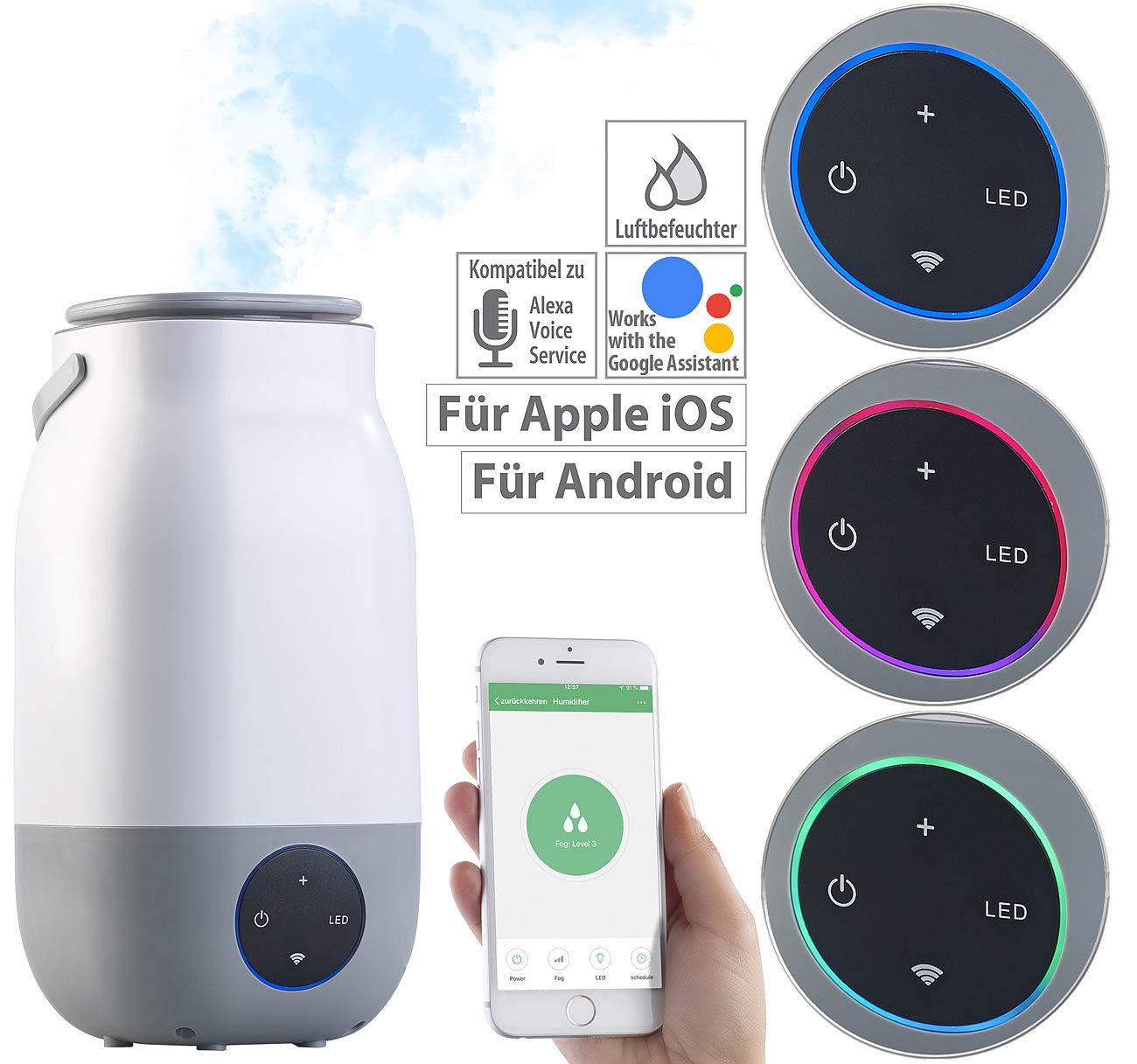 newgen medicals Humidificateur d'air à ultrasons compatible commandes vocales LBF-3...