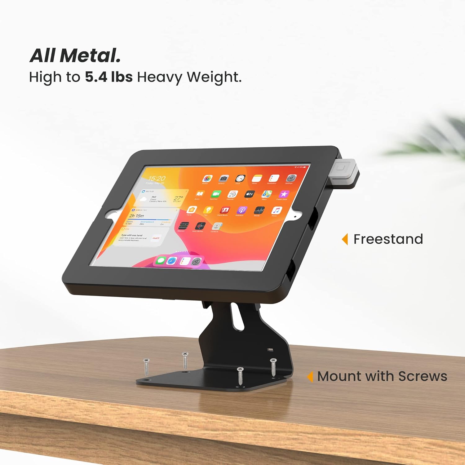 Tablet POS Stand Compatible with iPad 10.2" Gen 7 8 9th, Heavy Metal Flip Lockable Rotate Swivel Tablet Stand for Desk