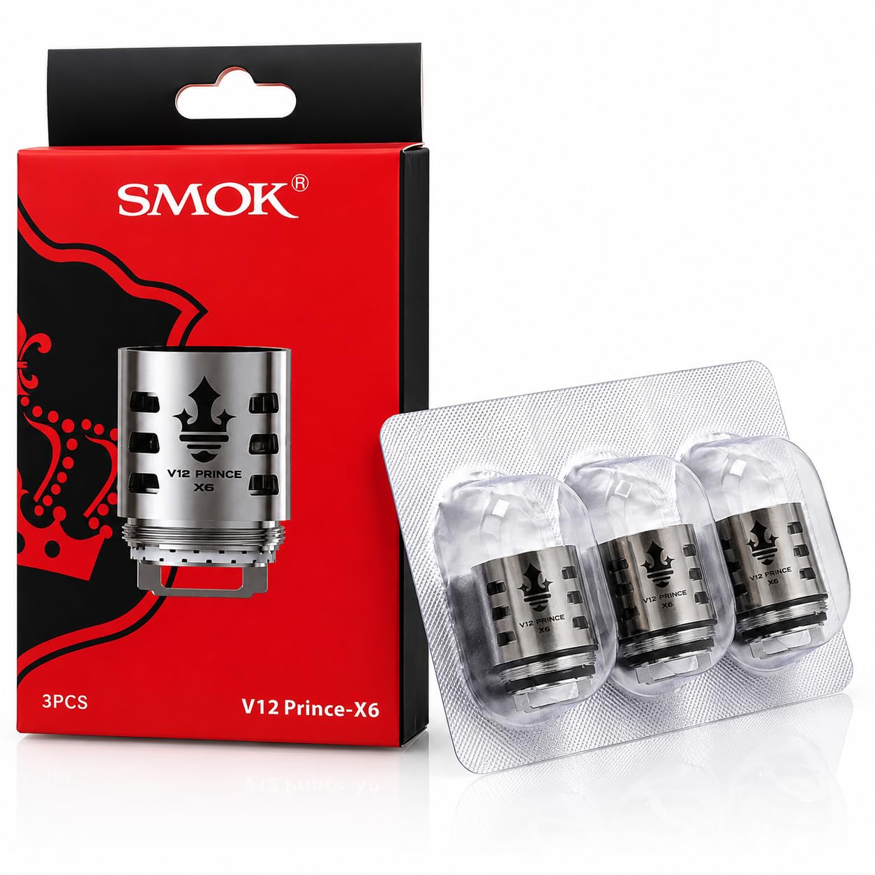 SMOK V12 Prince X6 Replacement Coils [Pack of 3] - Sextuple Coil, 0.15 Ohm, Enhanced Flavour, Massive Clouds, Compatible with TFV12 Prince Tank, No Nicotine