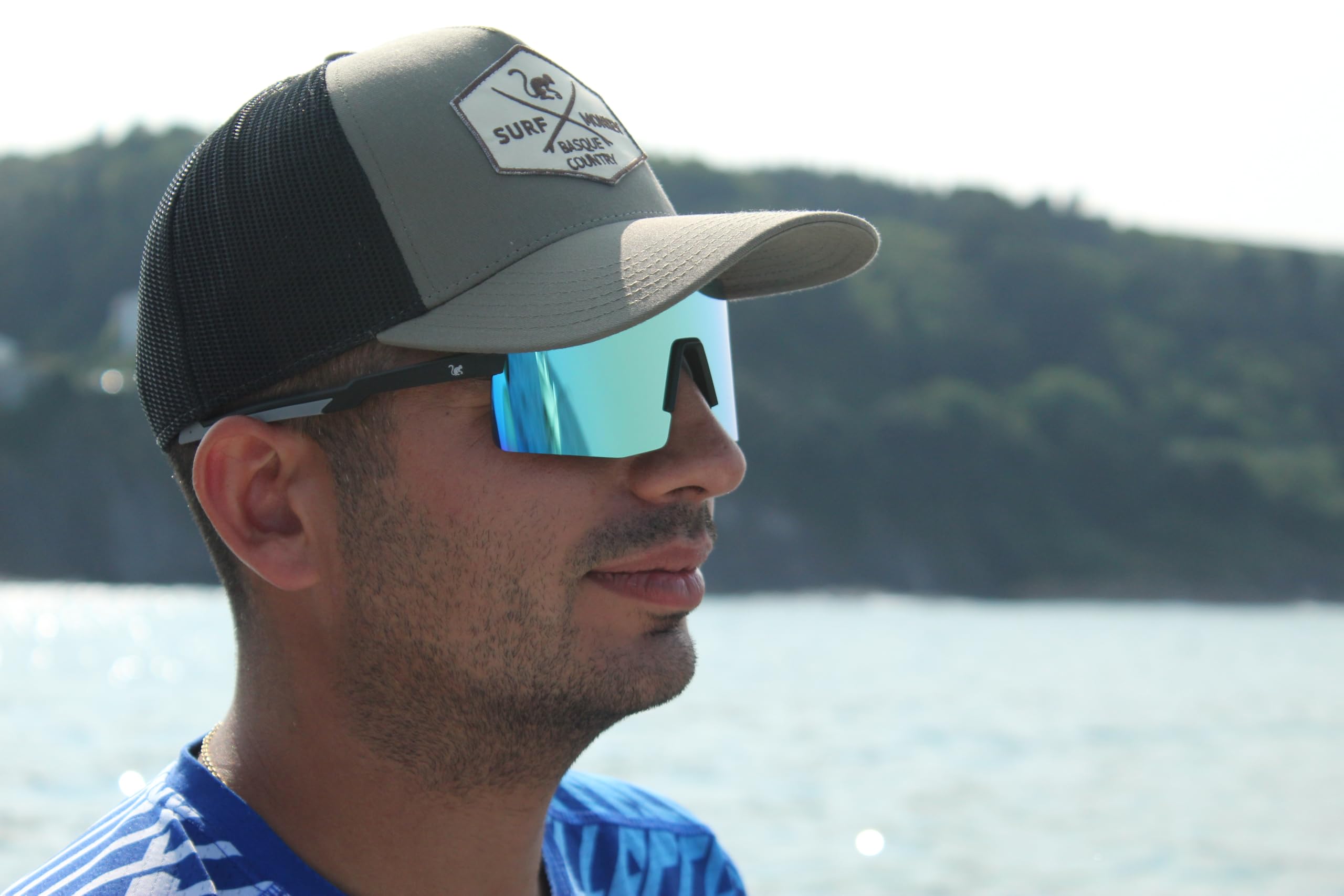 SURF MONKEY Occhiali da sole polarizzati con 3 lenti intercambiabili | Occhiali da ciclismo | mountain bike, ciclismo, corsa, UV 400, antivento, per uomo e donna