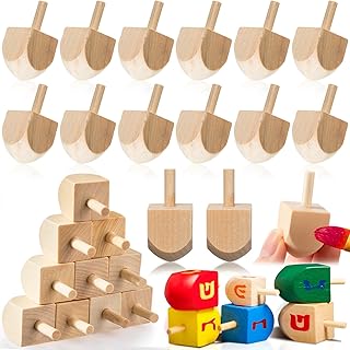 Wettarn 100 Pieces Hanukkah Wooden Dreidel Blank Unfinished Natural Wood Dreidels for Hanukkah Party DIY Decorations Projects Crafts Family Fun Supplies (1.6 Inch)