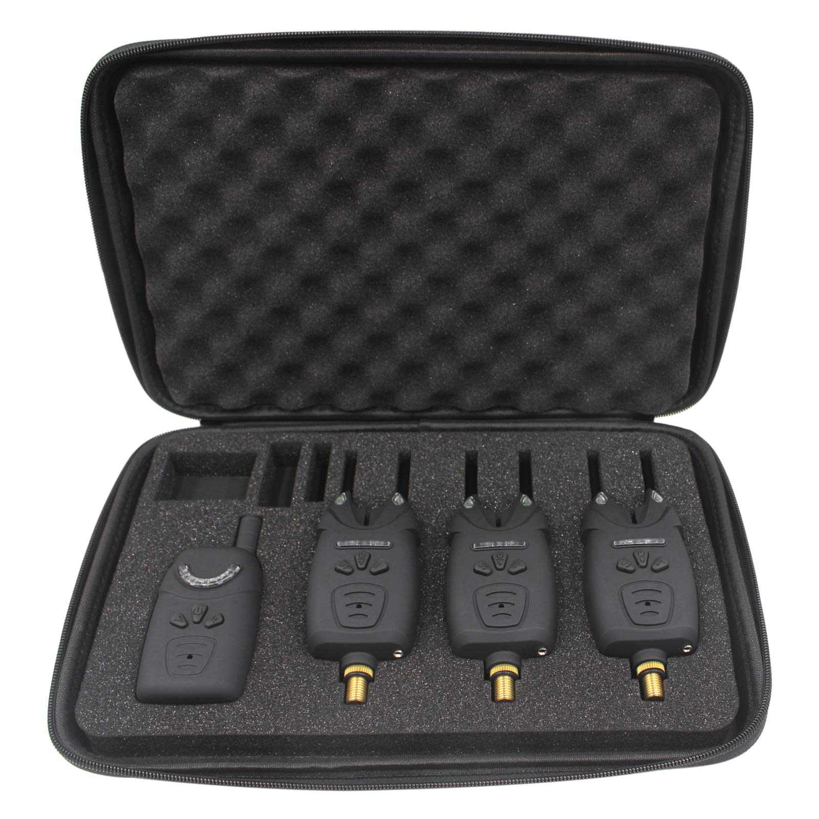 Lixada Alertes de Pêche Électrocniques Alarme de Morsure LED Alarme de Pêche sans Fil Récepteur de Pêche Numérique Kit d'Alerte Sonore avec Étui