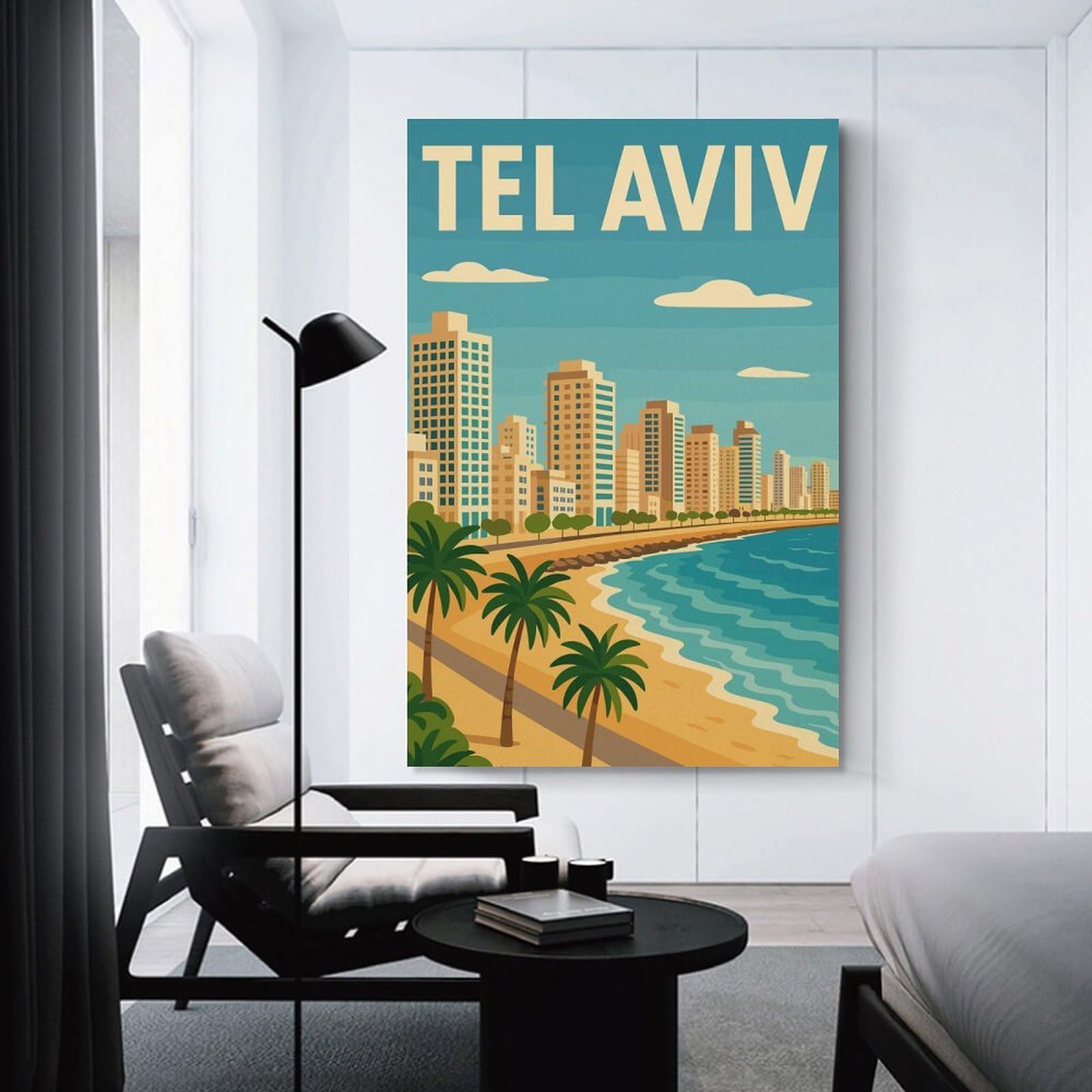 Junmoney Tel Aviv Cityscape Room Decor Wall Art 20x30inch(50x75cm), for Wall Displays, Bedrooms Or Room Updates, Ideal for Building A Coordinated Art Wall