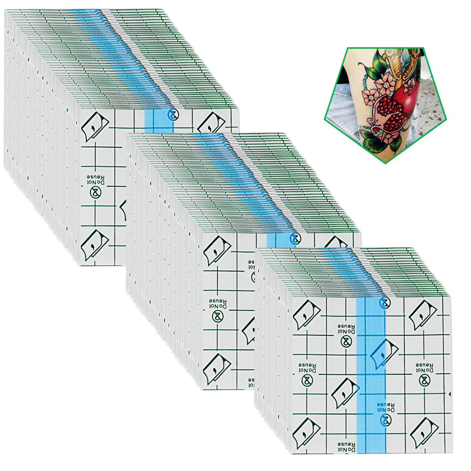 150 Pieces 3.1 x 3.1 in Stretch Waterproof Adhesive Bandages Transparent Film for Tattoo Aftercare and Skin Repair Adhesive Tattoo Supply Wrap