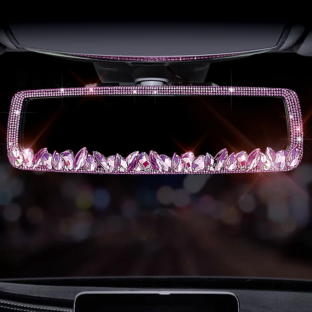 Murimt Bling Car Rearview Mirrors Decorations Rear View Mirror with HD Glass Rhinestones Automotive Interior Mirrors Diamond Bling Car Accessories for