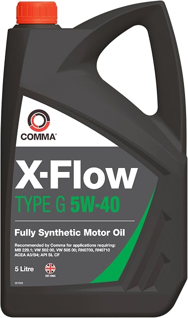 Comma XFG5L X-Flow Type G Fully Synthetic 5W40 Motor Oil, 5 Litre