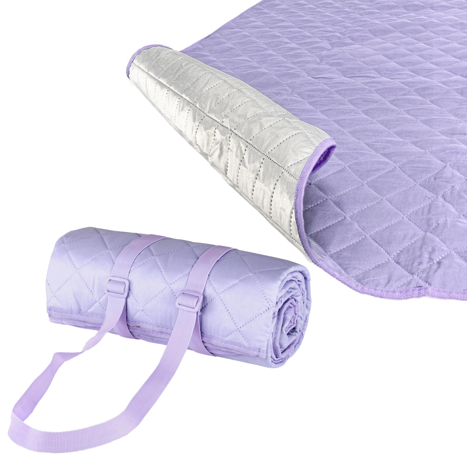 Hylat Baby Picknickdecke - Gesteppte Stranddecke- wasserabweisend - perfekt für unterwegs - Violett, 140cm x 200cm