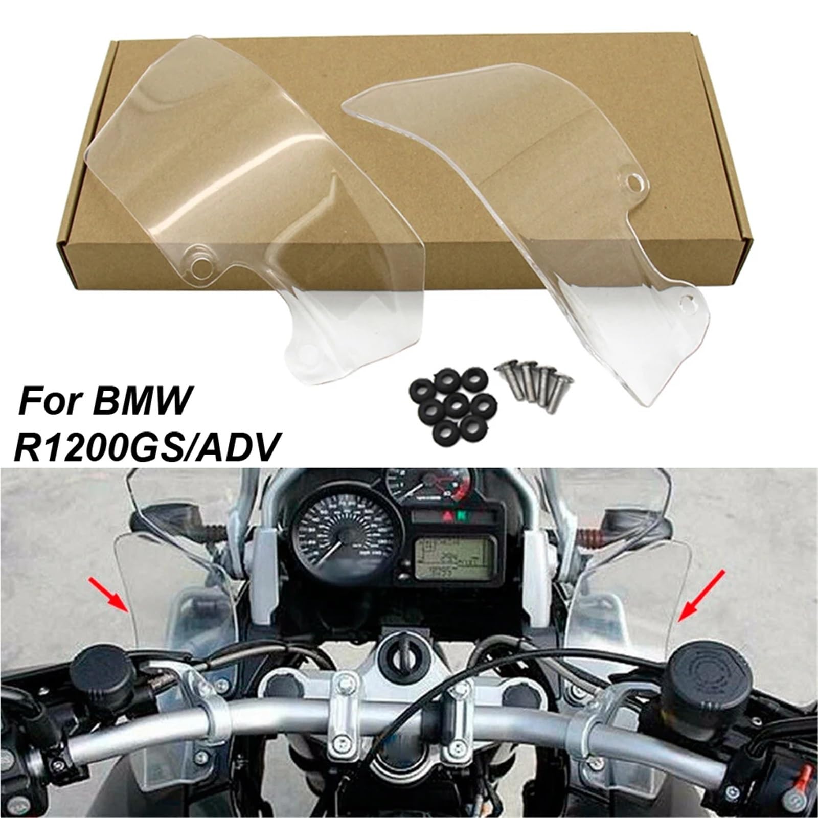 DEFLETTORI ARIA Per BMW R1200GS Adventure 04-12 Parabrezza Pannelli laterali parabrezza R 1200 GS ADV 2004-2012 2005 2006 2007 2008 2009 2010(Transparent)