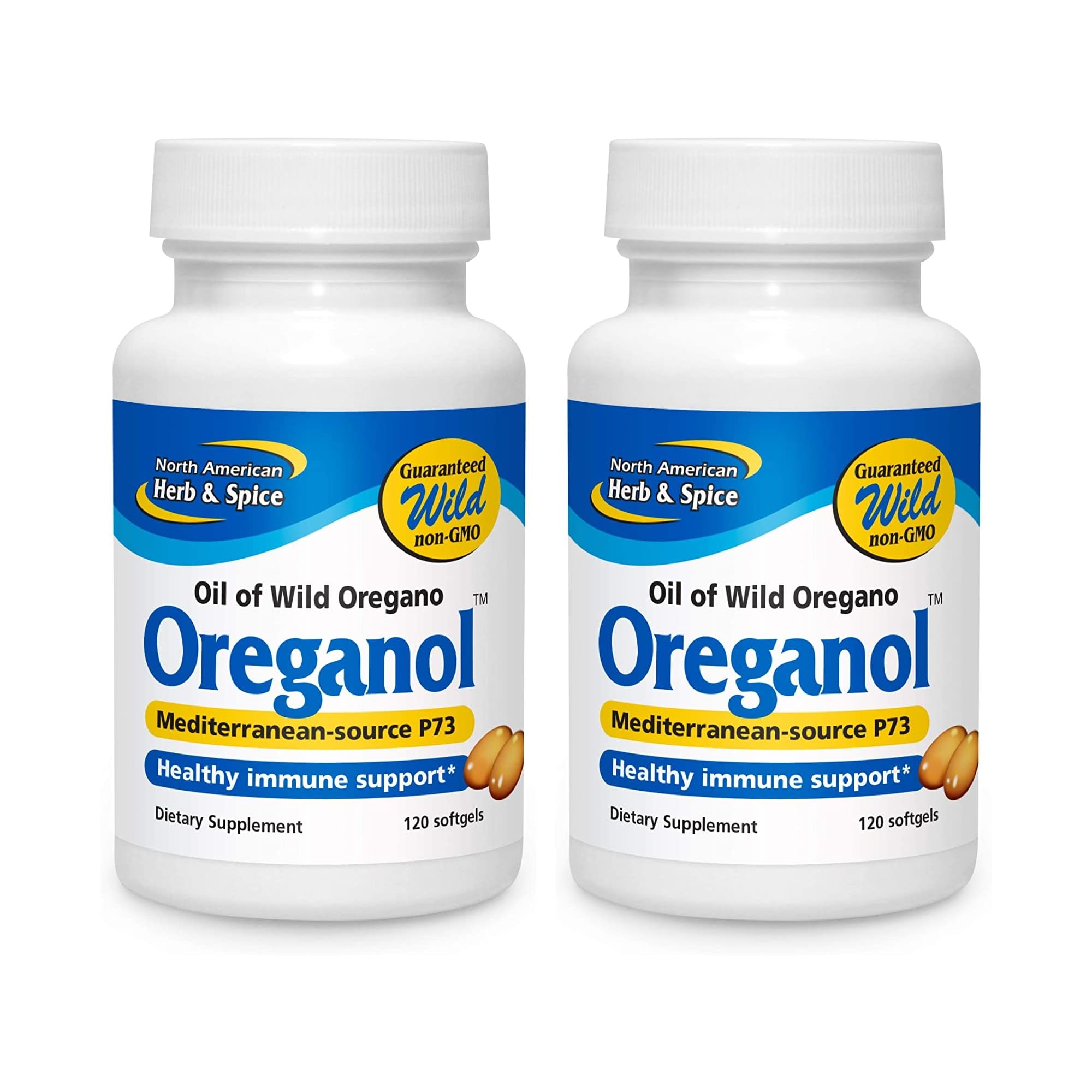 NORTH AMERICAN HERB & SPICE Oreganol P73, 120 Softgels, Pack of 2 - Unprocessed, Vegan-Friendly Wild Oregano - Mediterranean Source - Non-GMO - 240 Total Servings 120 Count (Pack of 2)