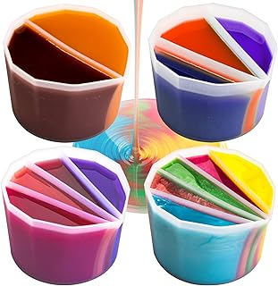 Silicone Split Cups for Paint Pouring, 4PCS Reusable & Easy Clean Resin Mixing Cups with 2-5 Channels Dividers, Paint Pour Supplies for Resin, Acrylic Paint Pouring, Drawing (2/3/4/5 Channels)