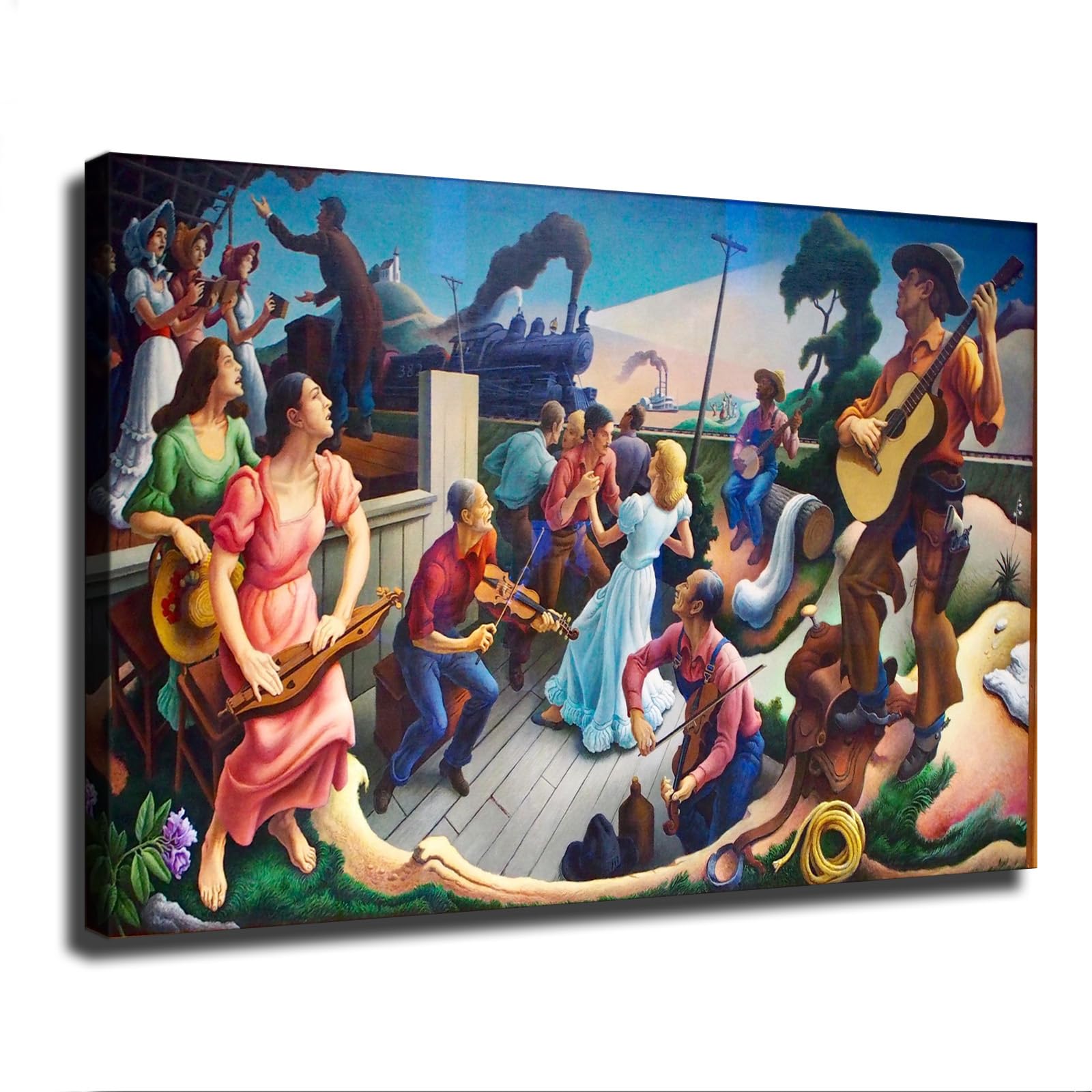 EsaSamThomas Hart Benton - The Sources of Country Music - Social Realism American Modernism Canvas Art Poster and Wall Art Picture Print Modern Family Bedroom Decor Posters (24×36inch-No Framed)