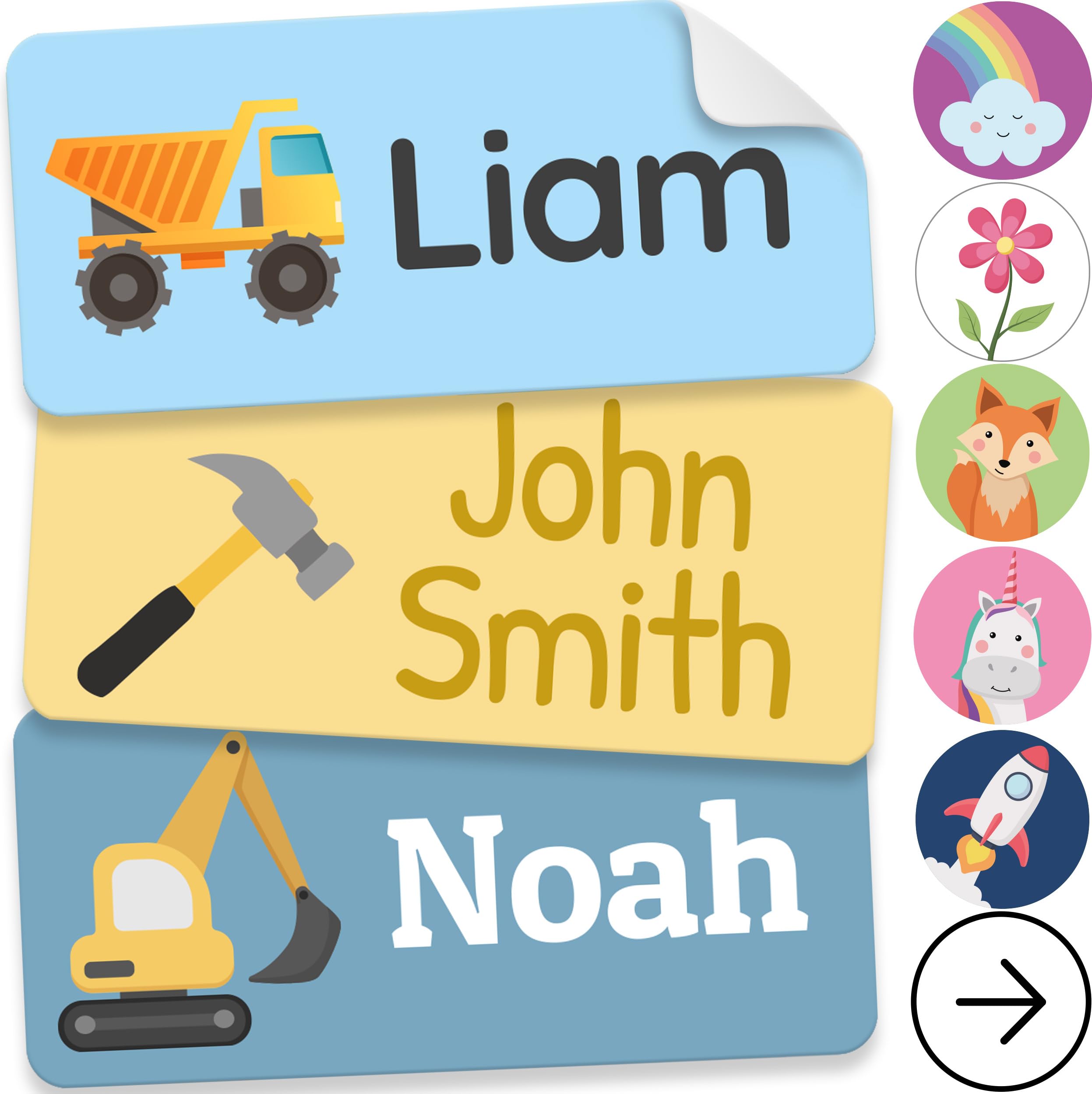 Personalized Name Labels for Kids (70 Labels) - Durable &amp; Waterproof Custom Name Stickers for Clothing Tags, School Supplies, Camp &amp; Daycare - Heavy Duty (1.2”x0.5”)