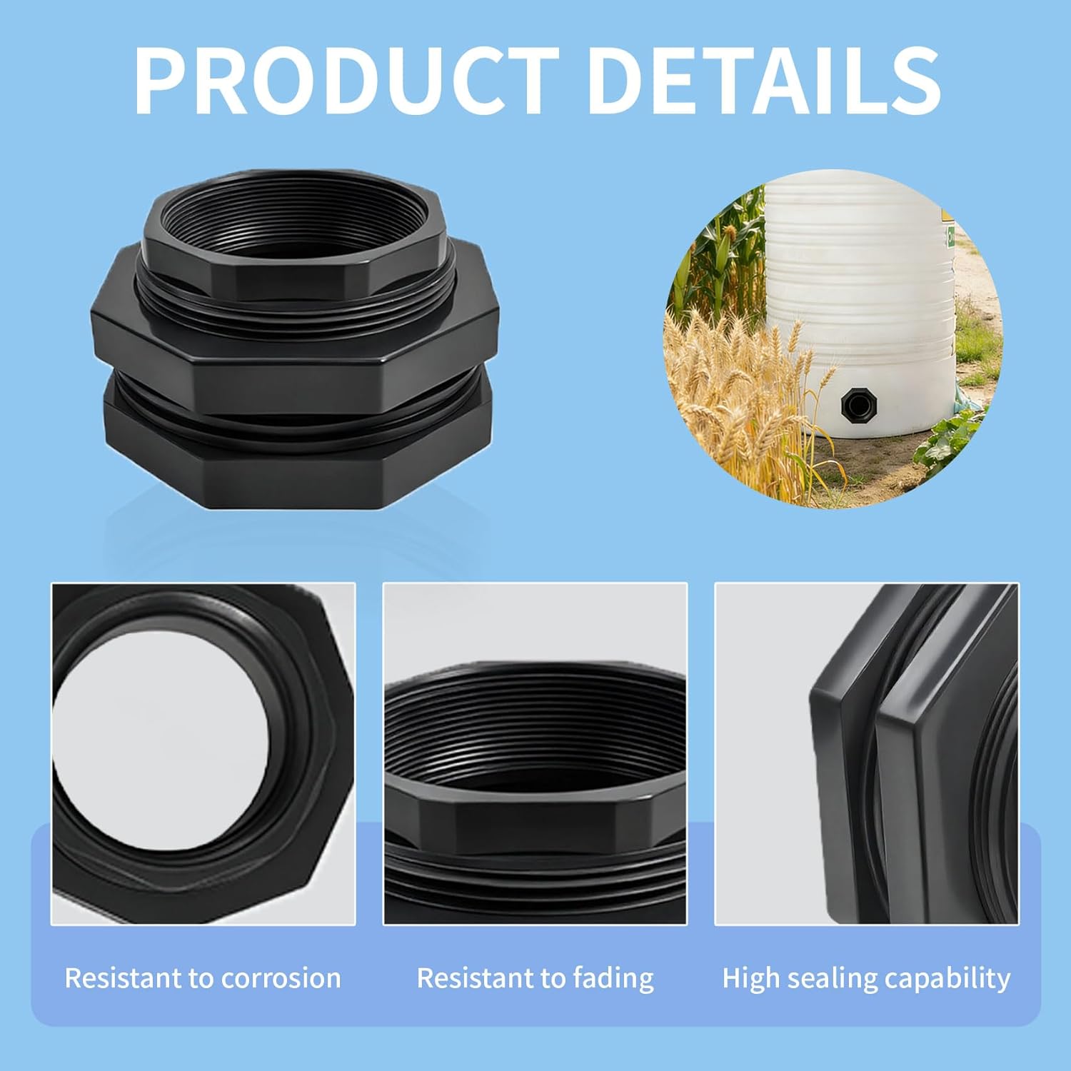 1 Pcs 4 Inch Bulkhead Fitting, PVC Water Tank Connector Kit, Threaded Bulkhead Connector, Suitable for Rain Barrels, Water Tanks, Aquariums and Swimming Pools.