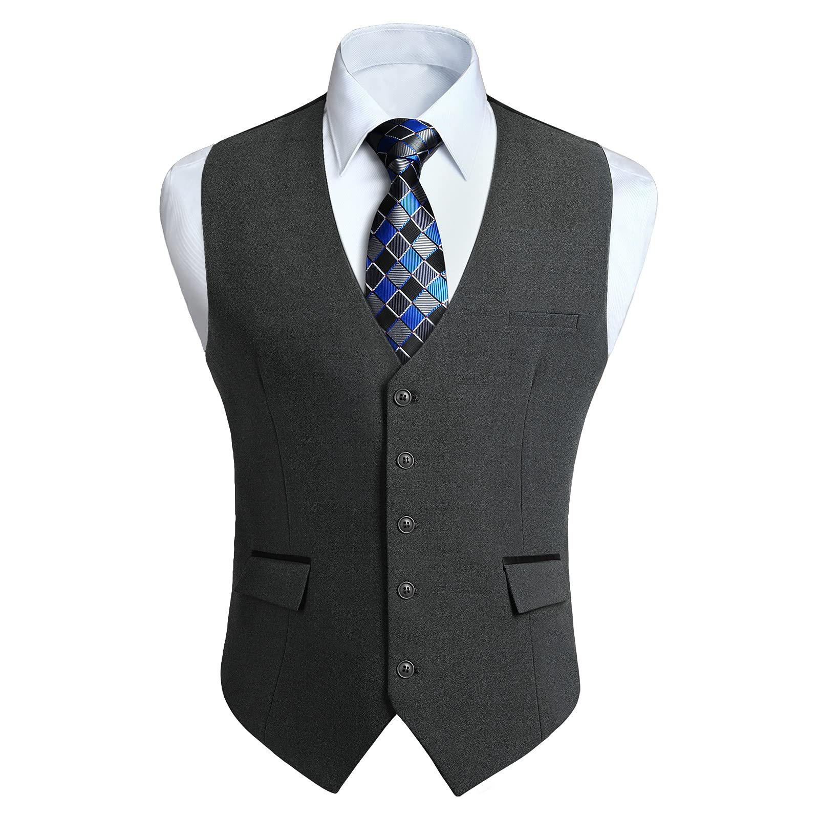 HISDERN Gilet Costume Homme Formel Classique Casual Gilets sans Manche Homme pour Mariage Business Parti Coton Vest