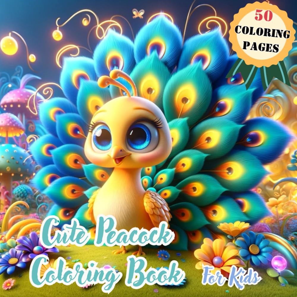 Cute Peacock Coloring Book for Kids | 50 Fun Coloring Pages for Kids