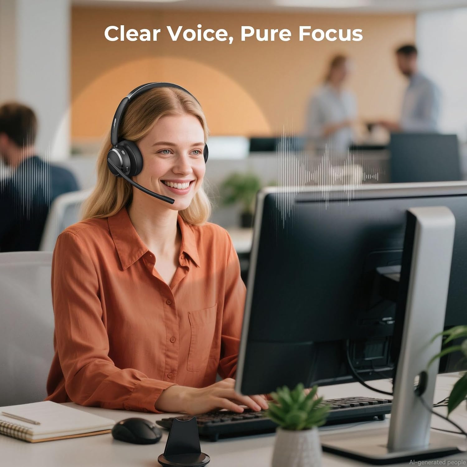 Wireless Headset with Mic for Work, Bluetooth 6.0 Headset with Microphone for PC, 65H AI Noise Cancelling Mic, 60ft Range, USB Dongle & Charging Base, On-Ear Headphones for Teams Zoom Call Center 4 71u1cOZP1WL. AC SL1500