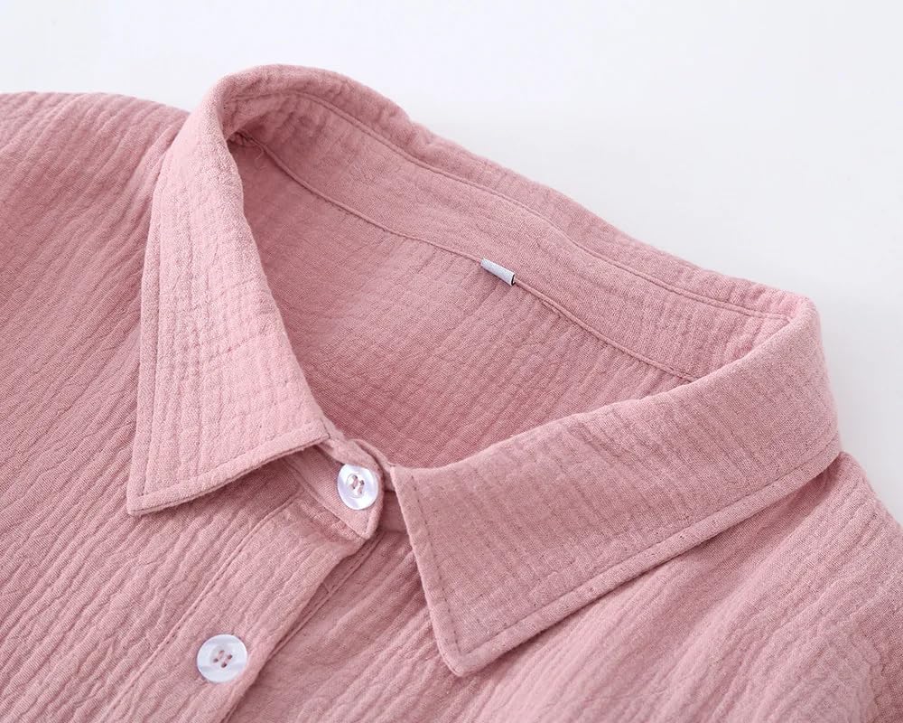 Camicia da Notte per Donna Estate Manica Corta Colletto Camicia Bottoni Risvoltabile Medio-Lungo Casa Casual Abito da Notte