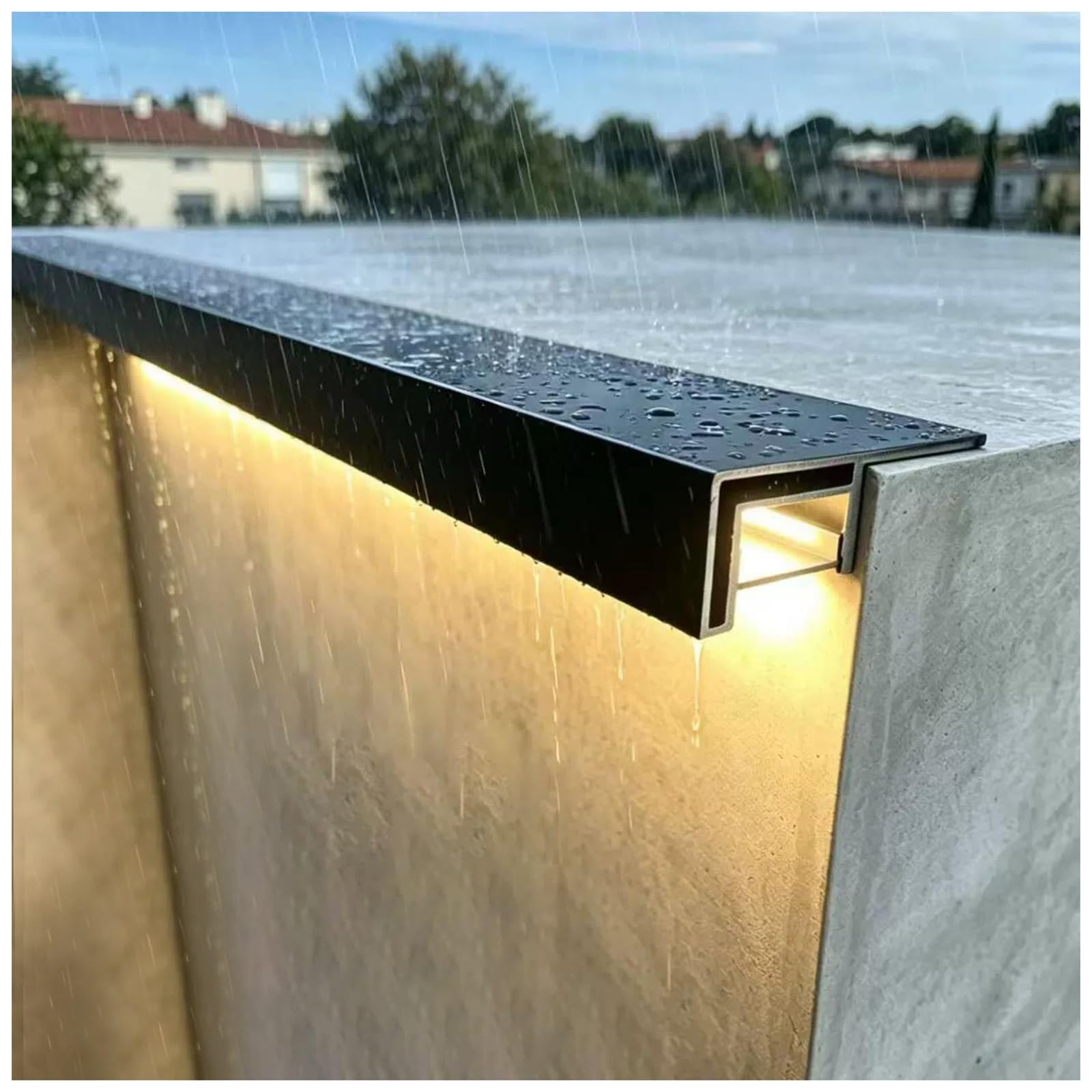 Lxlzyxsf One Color Metal Drip Edge Trim Strip With Led Channel, Walls Ledge Rain Diverter Windowsill Ledge Flashing For Outdoor Decor, Parapet Wall Cap(L-135Cm/53.1Inch/4.4Ft)