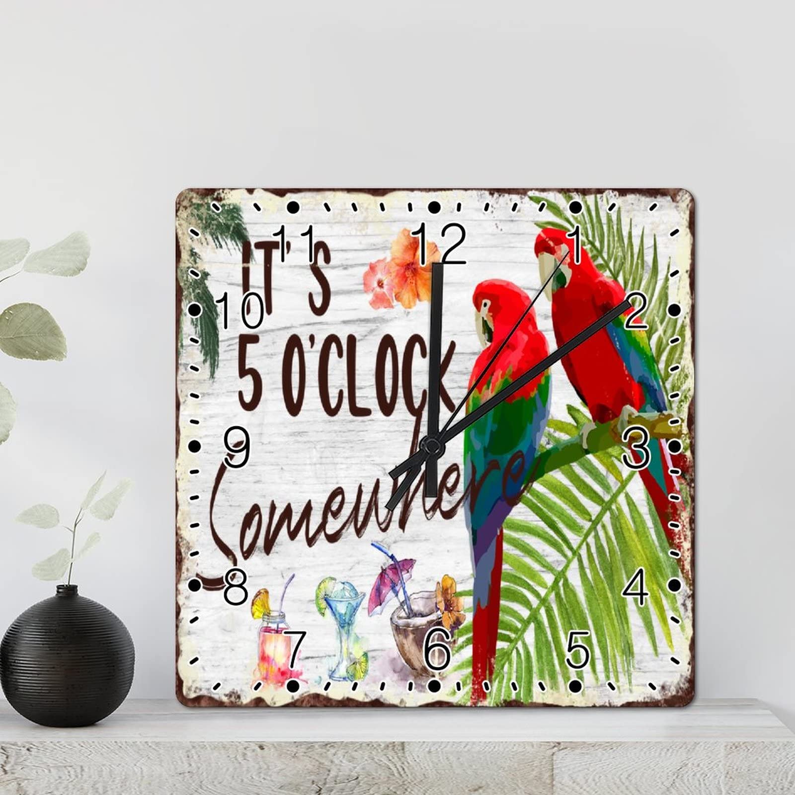Horloge murale perroquet tropical silencieuse fini le tic tac