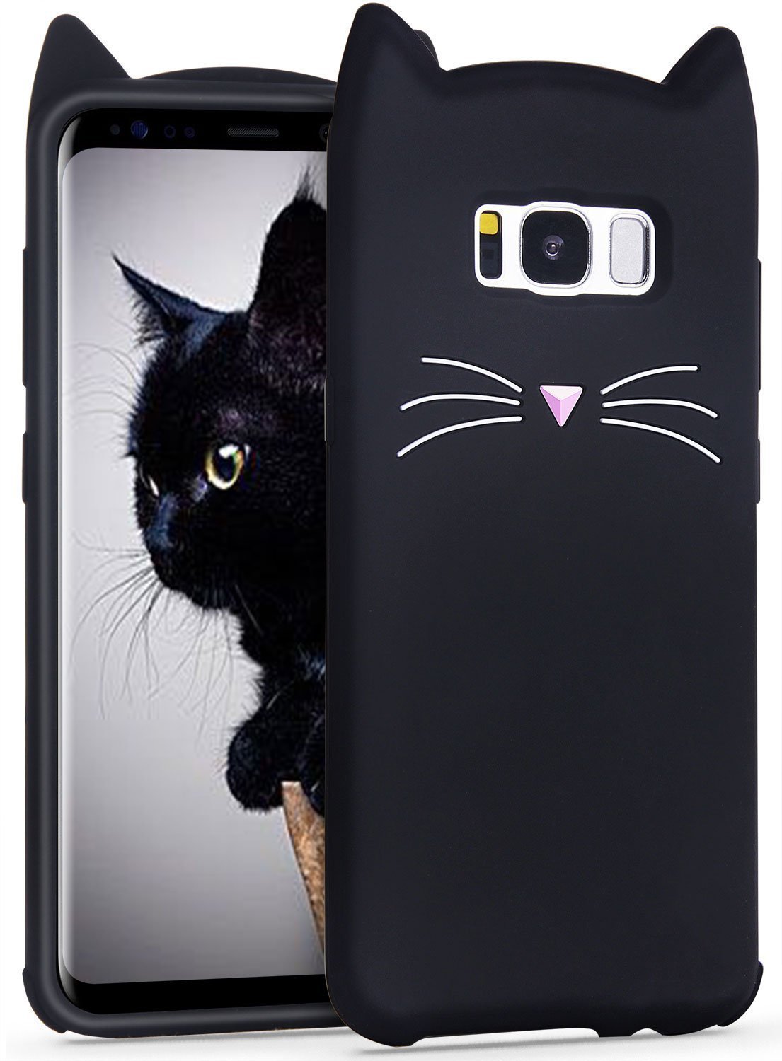 New Cute Cartoon 3D Beard Cat Ears Animal Silicone Mobile Phone Case Cover