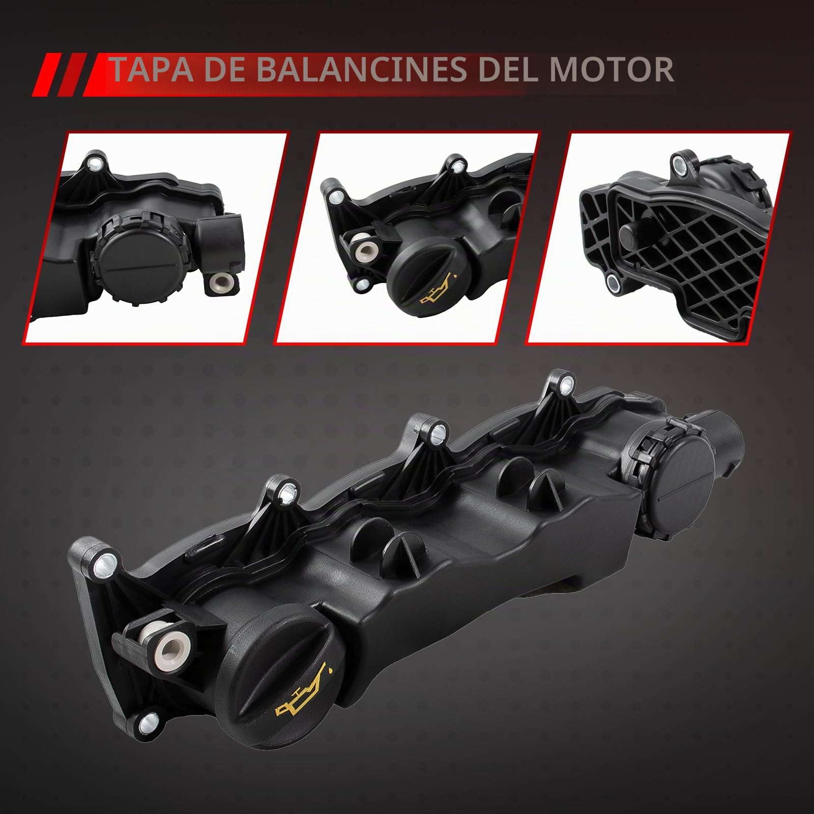 Tapa de culata Tapa de balancín con válvula de respiradero y junta Tapa de balancín de válvula de motor Reemplazo para 1.6 HDI Berlingo C2 C3 206 Focus # 0248L1 3M5Q6 9651815680