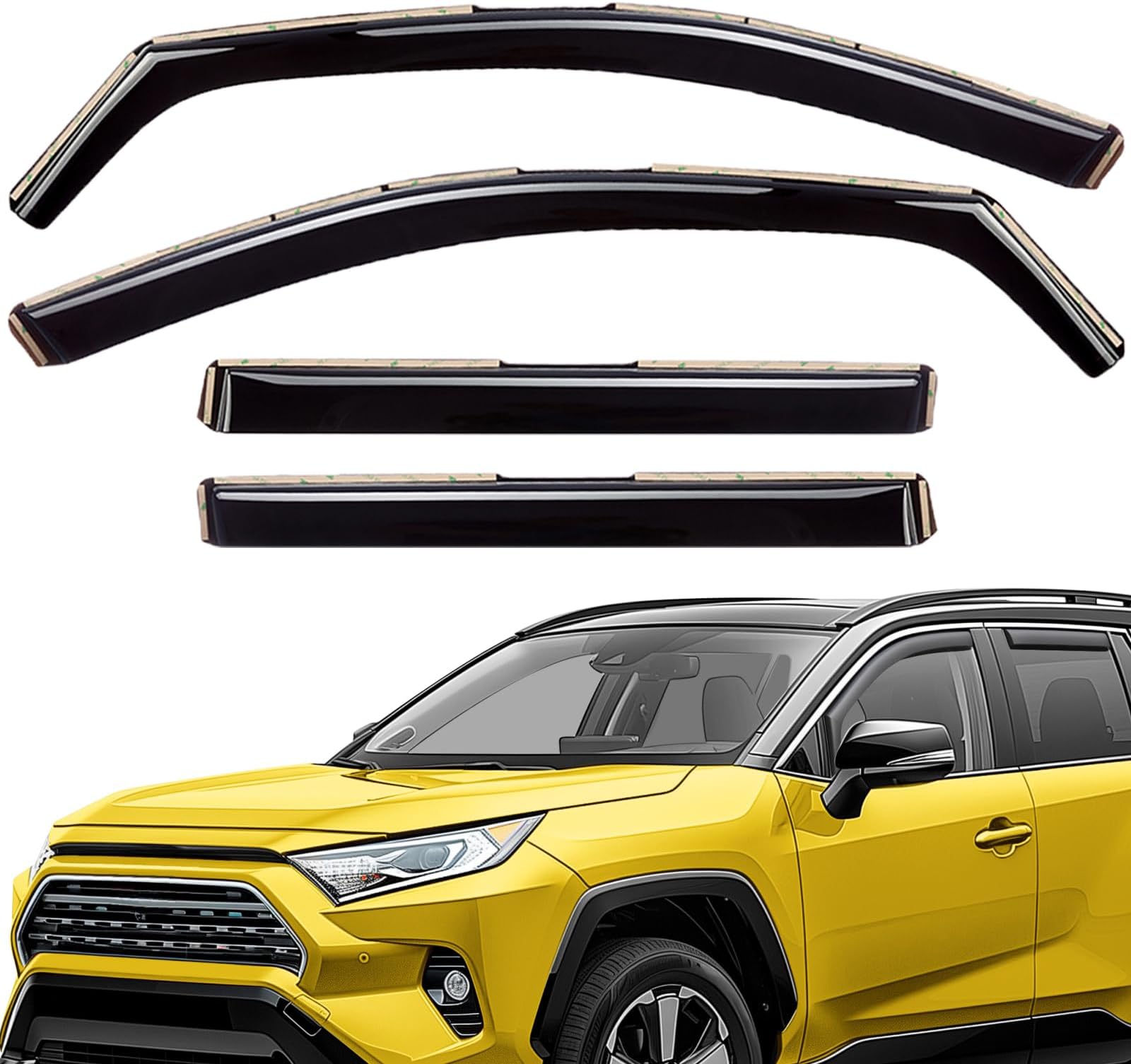 Extra Durable Window Deflectors in-Channel Window Visors Rain Guards Fit for Toyota RAV4 2019-2025, Sun Visors, Wind Vent for Shades, Exterior Car Accessories - 4pcs. AG0668